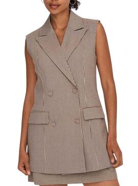 Gilet Only Molly Vichy Marrone per Donna