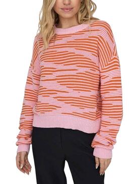 Pullover Only Emma Life Structure Rosa Arancione Donna