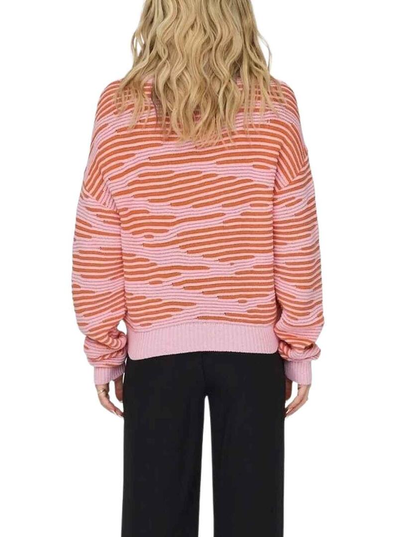 Pullover Only Emma Life Structure Rosa Arancione Donna