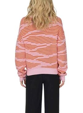 Pullover Only Emma Life Structure Rosa Arancione Donna