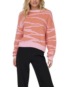 Pullover Only Emma Life Structure Rosa Arancione Donna