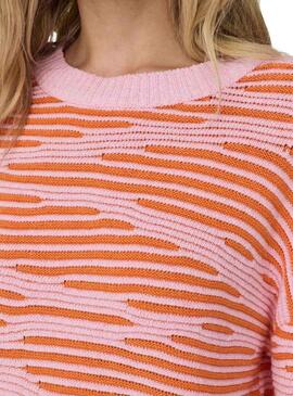 Pullover Only Emma Life Structure Rosa Arancione Donna