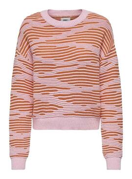 Pullover Only Emma Life Structure Rosa Arancione Donna