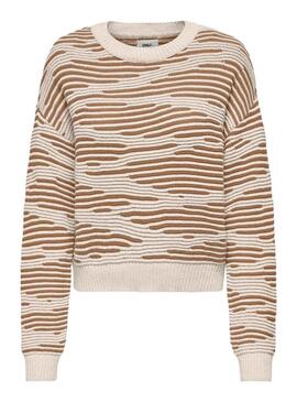 Pullover Only Emma Life Structure Beige per Donna