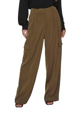 Pantaloni Vila Winnie Mia Wide Cargo Marrone Donna