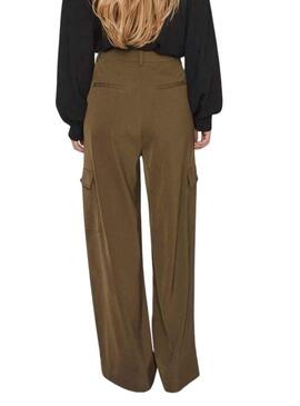 Pantaloni Vila Winnie Mia Wide Cargo Marrone Donna