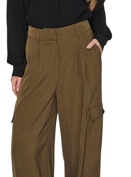 Pantaloni Vila Winnie Mia Wide Cargo Marrone Donna