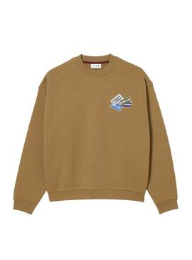 Felpa Lacoste Loose Fit Marrone per Uomo