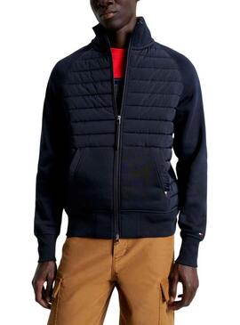 Felpa Tommy Hilfiger Mix Media Blu Navy Uomo