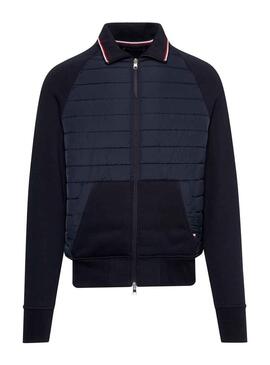 Felpa Tommy Hilfiger Mix Media Blu Navy Uomo