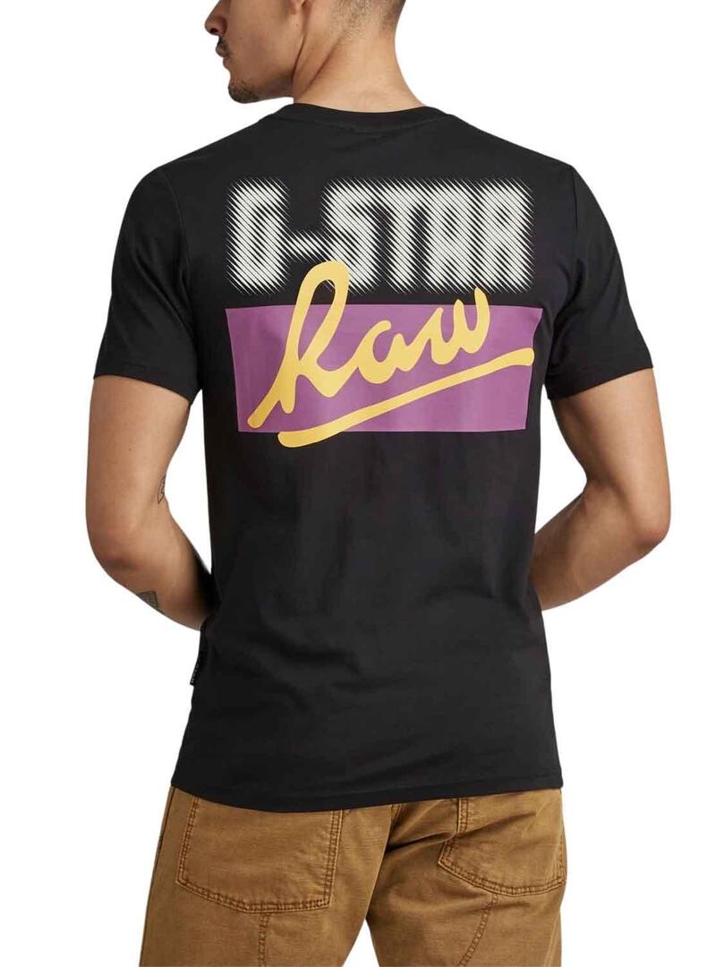 T-Shirt G-Star Back Slim Nero per Uomo