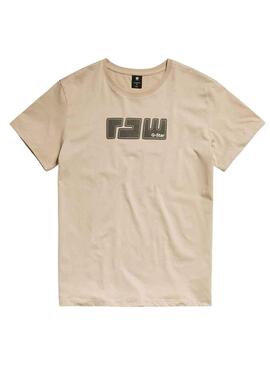 T-Shirt G-Star Raw Feltro Beige per Uomo