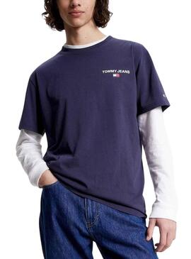 T-Shirt Tommy Jeans Linear Back Blu Navy Uomo