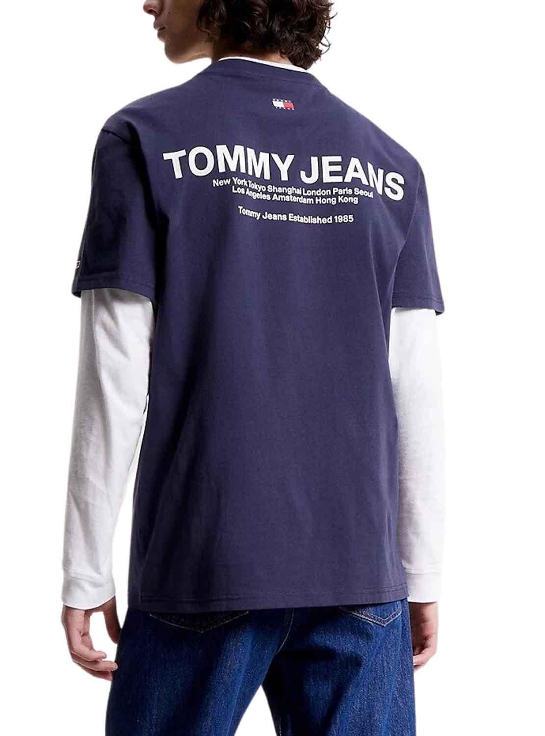 T-Shirt Tommy Jeans Linear Back Blu Navy Uomo