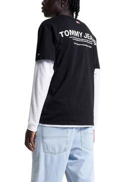 T-Shirt Tommy Jeans Linear Back Nero Uomo