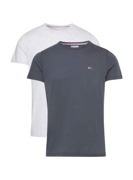 Pack 2 T-Shirts Tommy Jeans Slim Grigio per Uomo