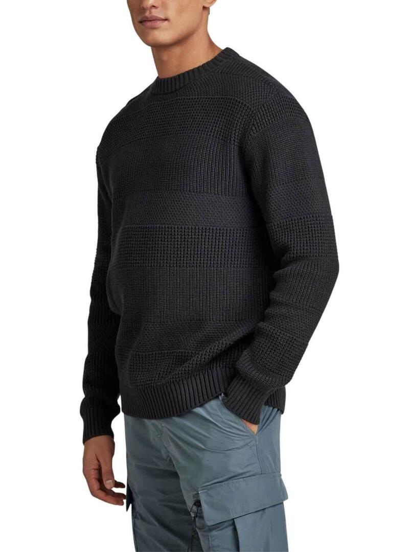 Pullover G-Star Struttura orizzontale Nero per Uomo