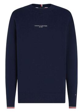 Pullover Tommy Hilfiger Embro Crew Blu Navy Uomo