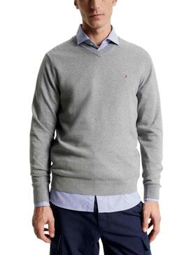 Pullover Tommy Hilfiger Pima Cashmere Grigio Uomo