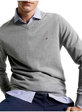 Pullover Tommy Hilfiger Pima Cashmere Grigio Uomo