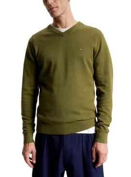 Pullover Tommy Hilfiger Pima Cashmere Verde Uomo