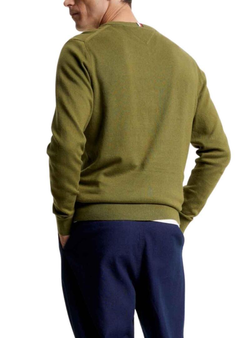 Pullover Tommy Hilfiger Pima Cashmere Verde Uomo