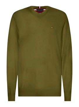 Pullover Tommy Hilfiger Pima Cashmere Verde Uomo