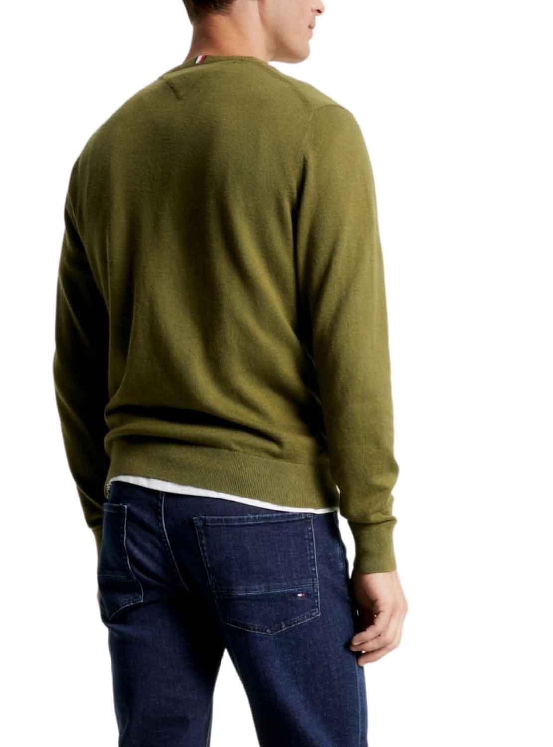 Pullover Tommy Hilfiger Pima Cashmere Verde Uomo