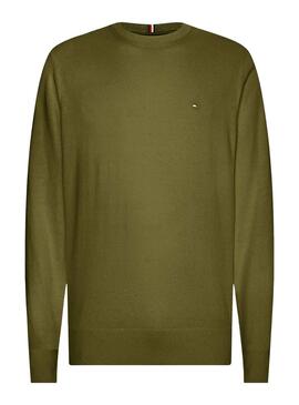 Pullover Tommy Hilfiger Pima Cashmere Verde Uomo