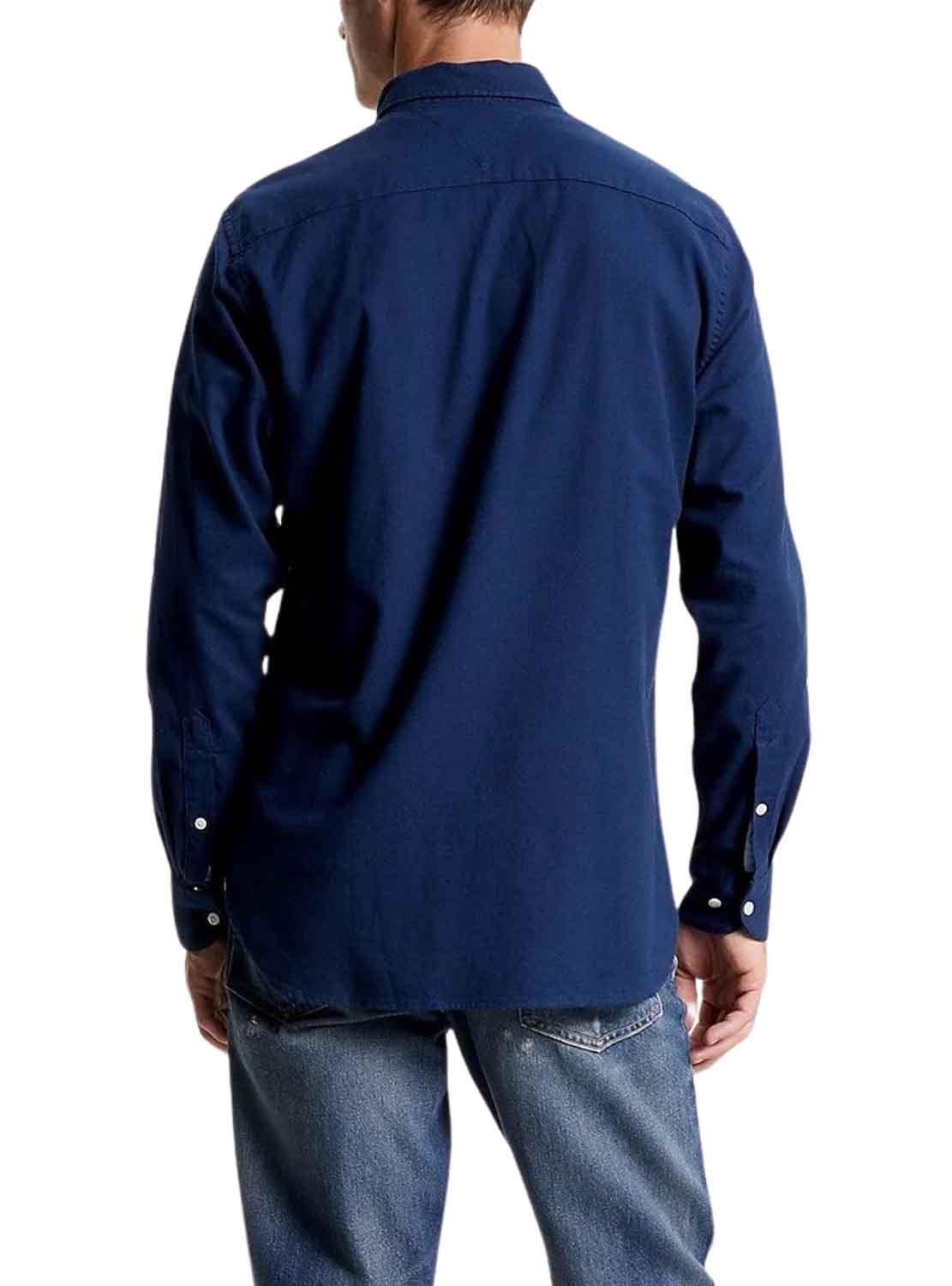 Camicia Tommy Hilfiger Flex Brushed Blu Navy Uomo