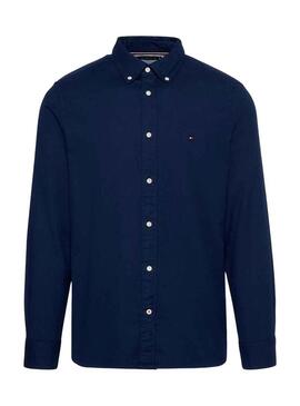 Camicia Tommy Hilfiger Flex Brushed Blu Navy Uomo