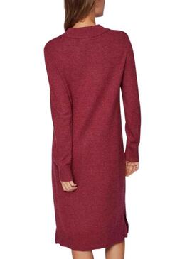 Vestito Vila Viril Crew Neck Bordeaux per Donna