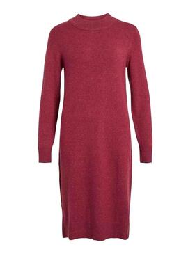 Vestito Vila Viril Crew Neck Bordeaux per Donna