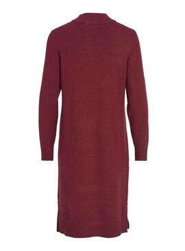 Vestito Vila Viril Crew Neck Bordeaux per Donna