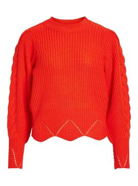 Pullover Vila Vibetsie Rosso per Donna