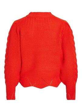 Pullover Vila Vibetsie Rosso per Donna