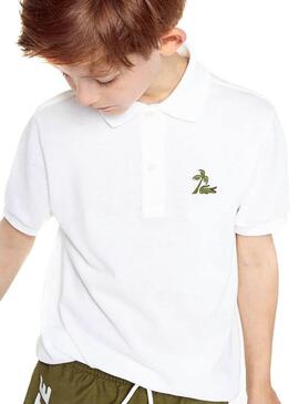 Polo Lacoste Palm White Bambino