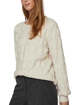 Pullover Vila Viella New Beige per Donna