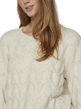 Pullover Vila Viella New Beige per Donna