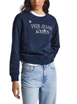 Felpa Pepe Jeans Vella Blu Blu Navy per Donna