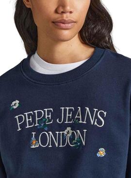 Felpa Pepe Jeans Vella Blu Blu Navy per Donna