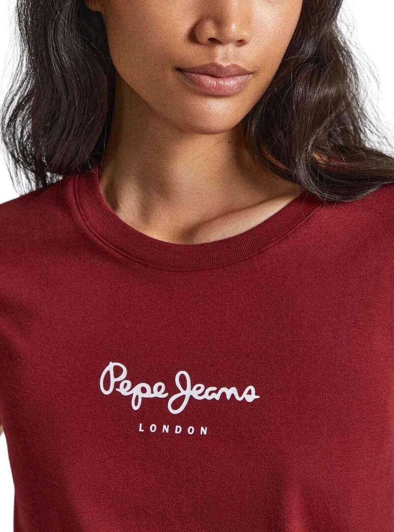 T-Shirt Pepe Jeans Wendys Rosso per Donna