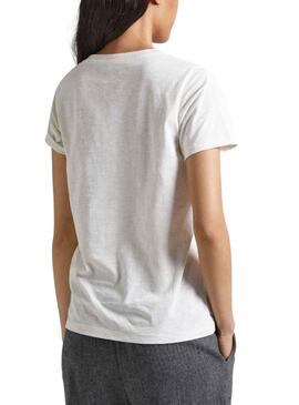 T-Shirt Pepe Jeans Velvet Bianco per Donna