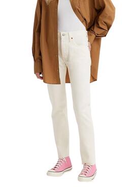 Pantaloni Jeans Levis 501 Bianco per Donna
