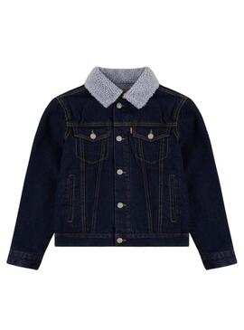 Giacca Levis Sherpa Trucker Blu Navy per Bambino