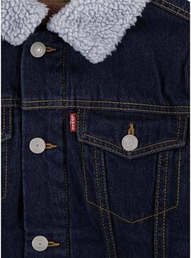 Giacca Levis Sherpa Trucker Blu Navy per Bambino