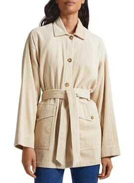 Overshirt Pepe Jeans Velluto a coste Kelsey Beige Donna