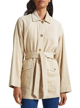 Overshirt Pepe Jeans Velluto a coste Kelsey Beige Donna