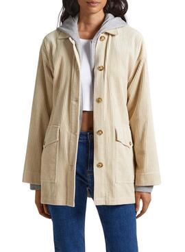 Overshirt Pepe Jeans Velluto a coste Kelsey Beige Donna