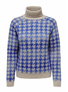 Pullover Only Berta Blu Bianco per Donna